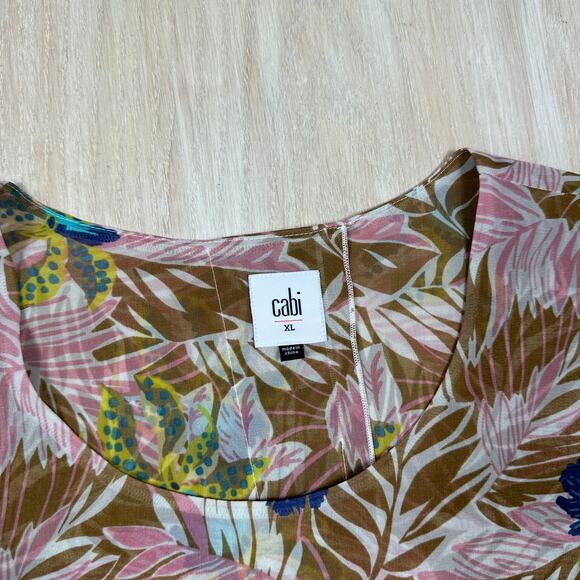 Cabi Sleeveless Tropical Print Parlor Resortwear Vacation Coastal Casual Top XL - Picture 8 of 16